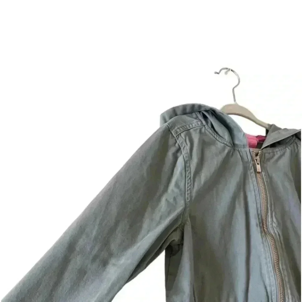Isaac Mizrahi Girls Olive Green Long Sleeves Full Zip Parka Jacket SZ M #1086